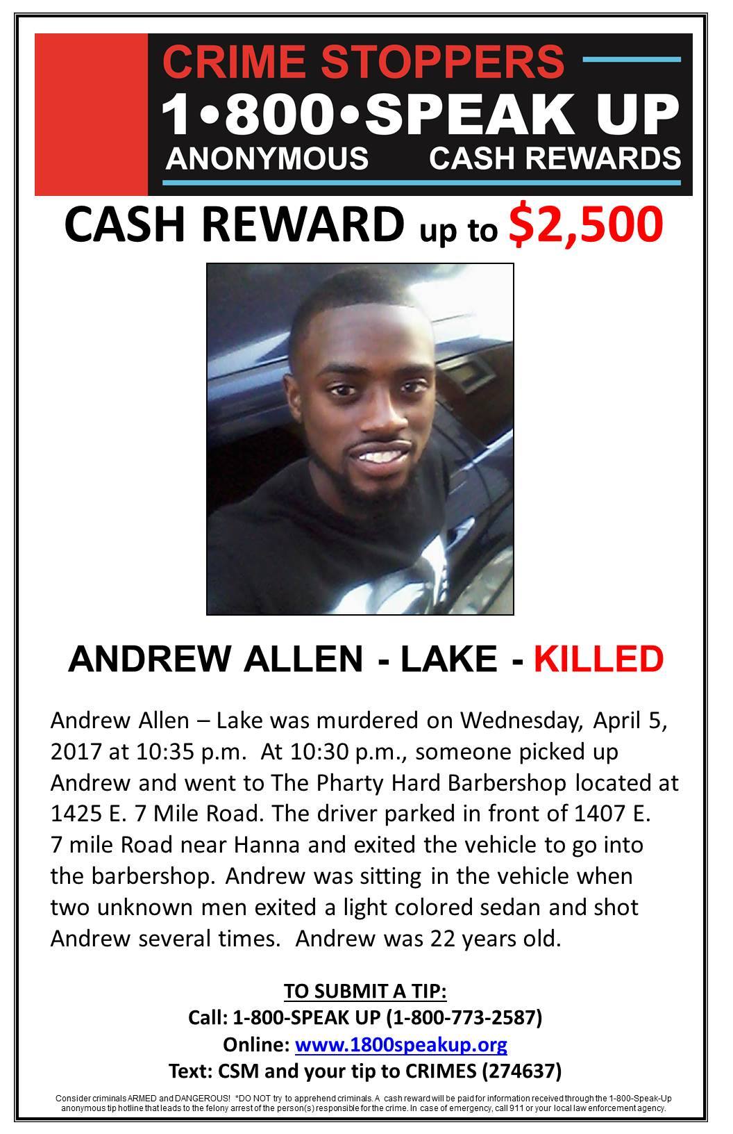 Andrew Allen-Lake Homicide Highland Park MI