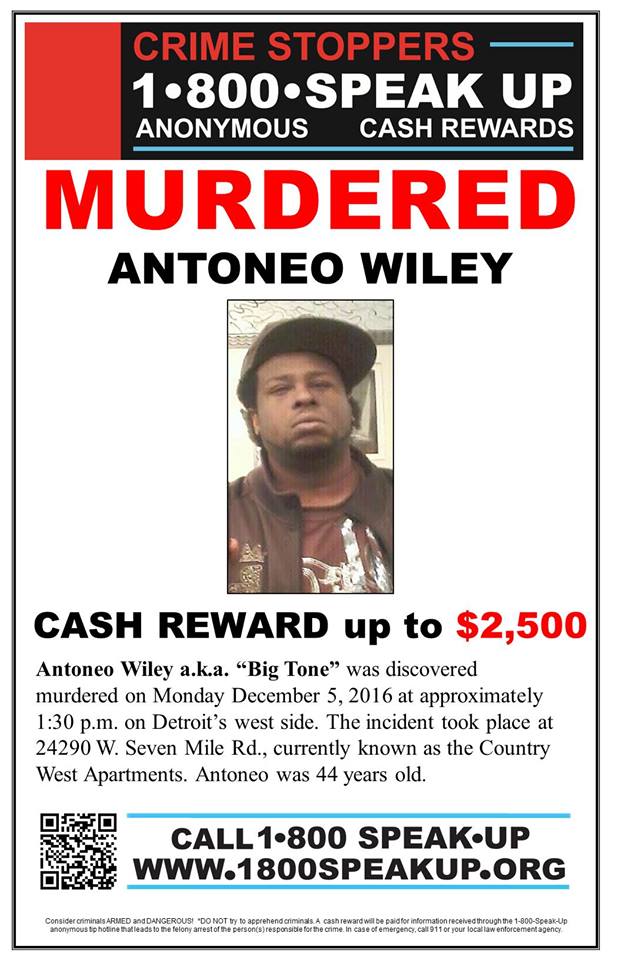Antoneo Wiley a.k.a. "Big Tone" unsolved murder Detroit