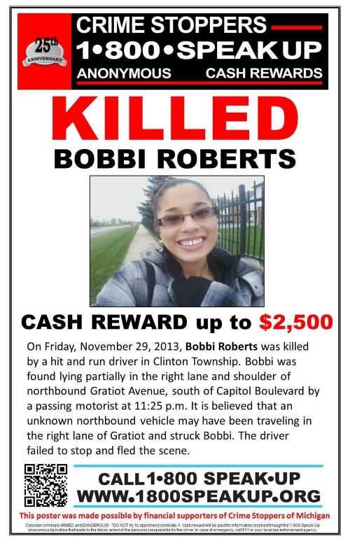 Bobbi Roberts Hit and Run Clinton Township MI 2013