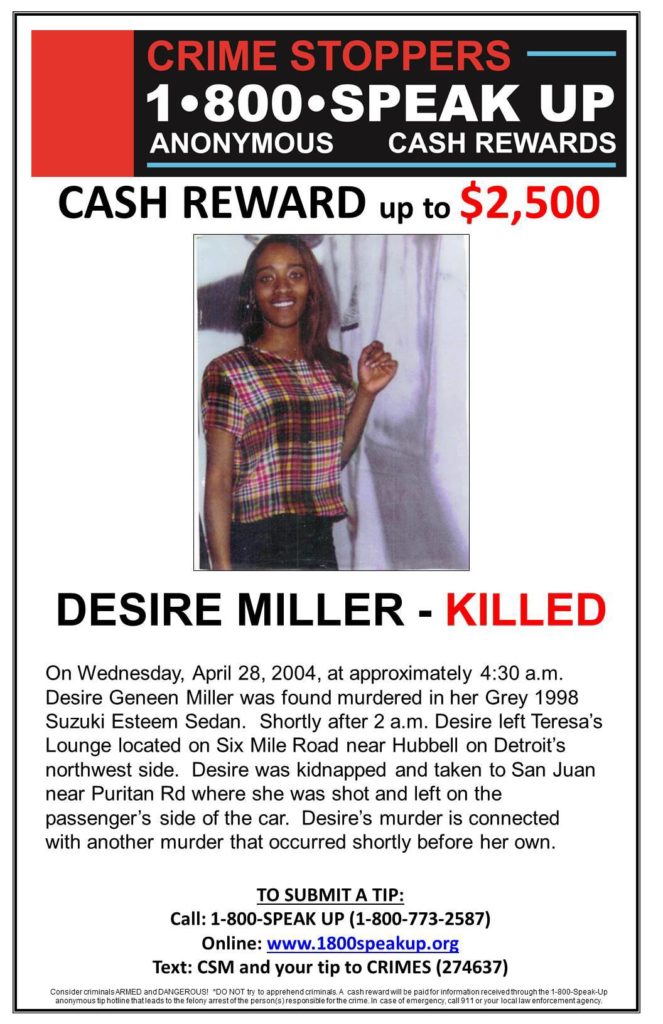 Desire Miller Unsolved Homicide Detroit 2004