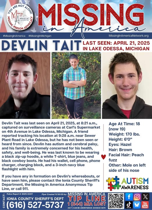 Devlin Tait missing person flyer