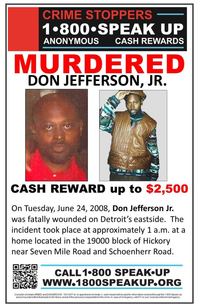 Don Jefferson Jr Unsolved Homicide Detroit 2008