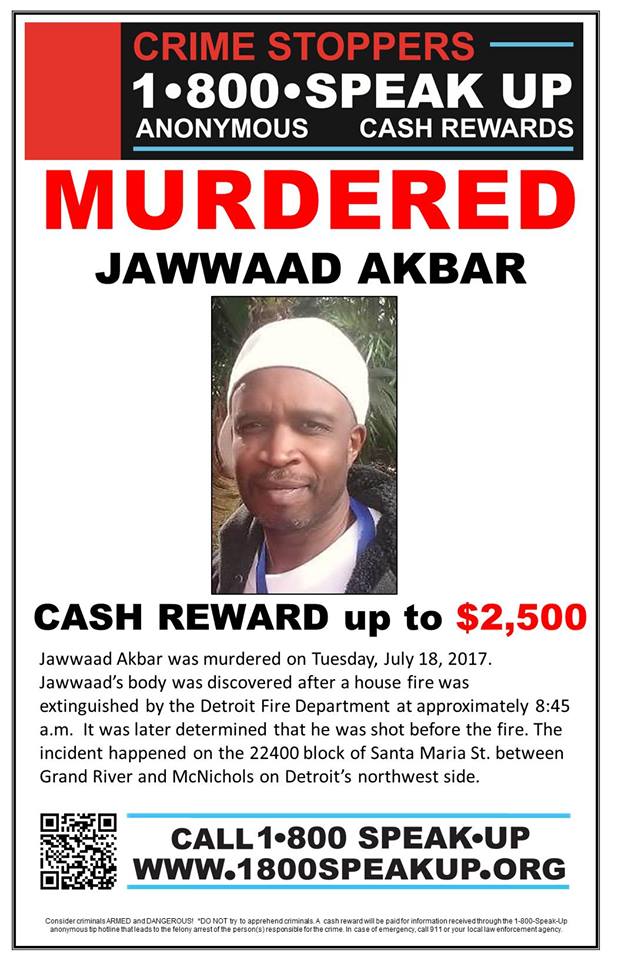 Jawwaad Akbar 2017 unsolved murder Detroit