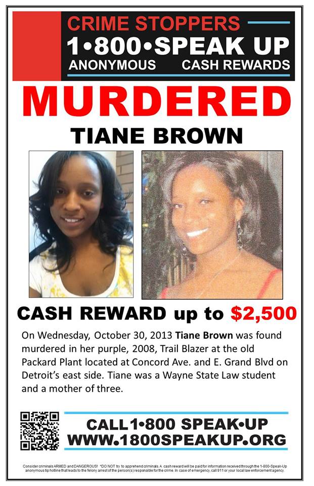 Tiane Brown unsolved murder 2013 Detroit